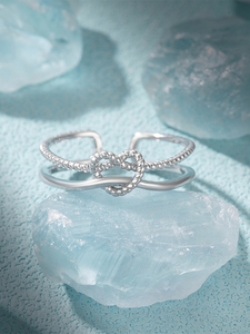 CANNER Classic Flower <b>Adjustable</b> 925 <b>Silver</b> ZirconTwo Layer <b>Ring</b> for Girl - Product Image 3
