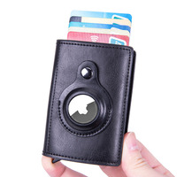 Portefeuille long anti-vol avec blocage RFID, fermeture ouverte, doublure en PU et polyester, porte-cartes à bouton, porte-cartes de crédit, AirTag