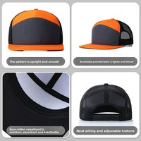 Gorra Richardson de malla a la moda para hombre y mujer, bordada, de 7 paneles, ajustable, 100% poliéster, con visera plana, estilo camionero, 2026