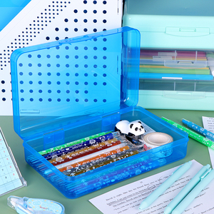 SUNSHING Assorted Colors Art Craft Storage <b>Containers</b> Stackable <b>Plastic</b> Pencil Box with <b>Lids</b> for Office Supplies and Desk Use - Product Image 2