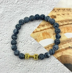 Bracelet haltère en pierre volcanique noir mat, bijou naturel de fitness pour femmes et hommes, idéal pour les cadeaux de Noël - Product Image 5