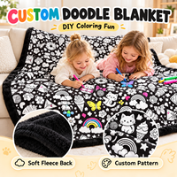 Couverture à colorier personnalisée DIY avec marqueurs, couverture en polaire à peindre à la main, couverture à colorier pour adultes, enfants, famille, activité créative éducative et amusante