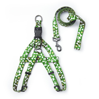 Harnais et laisse pour chien en forme de Y avec empreinte de patte, ensemble de promenade réglable en nylon pour animaux de compagnie, logo personnalisé OEM