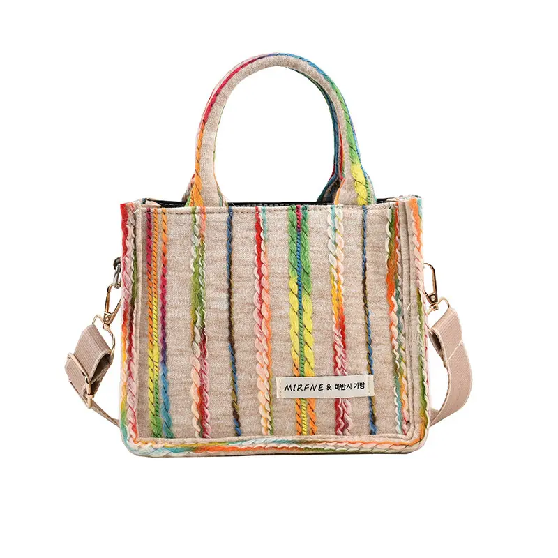 2023 estate nuova borsa a tracolla colorata di grande capacità borsa a tracolla borsa quadrata multicolore borsa arcobaleno moda coreana