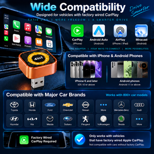 Adaptateur de voiture sans fil 4 en 1 pour CarPlay, Android Auto, AirPlay, Miracast, mise à niveau multimédia intelligente pour voiture, dongle USB-A - Product Image 5