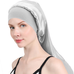 Bonne Polyester Femmes 100% Bandeau <span class=keywords><strong>en</strong></span> soie Avec Satin Élastique Bande Élastique Cheveux Longs Bonnets - Product Image 4