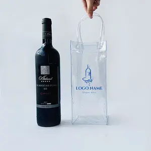 便携式透明透明PVC葡萄酒冰袋香槟冰酒冷却器袋葡萄酒冷却器袋