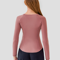 OEM ODM Ioga Logotipo personalizado Ropa de yoga Respetuoso con la piel Deportes Fitness Top Mujeres Camisetas de Yoga de manga larga