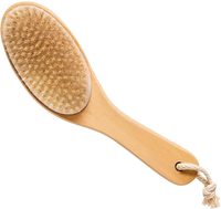 Brosse corporelle naturelle pour brossage à sec, brosse à sec avec manche en bois profilé, brosse de bain, brosse pour les pieds pour la circulation sanguine