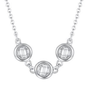 925 perak murni halus tiga batu liontin warna bulat semua Moissanite kalung berlian untuk wanita - Product Image 1