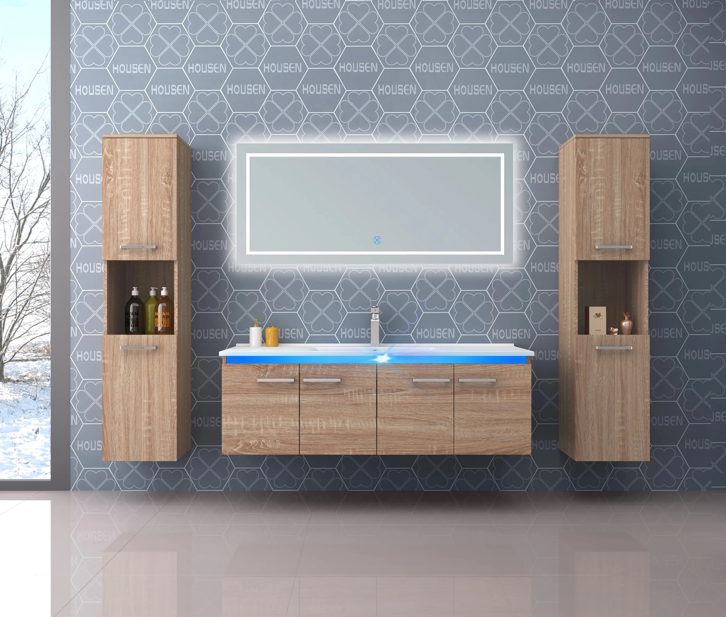 Meubles de salle de bain, mobilier de grande capacité, armoire de rangement, mobilier d'évier (en bois)