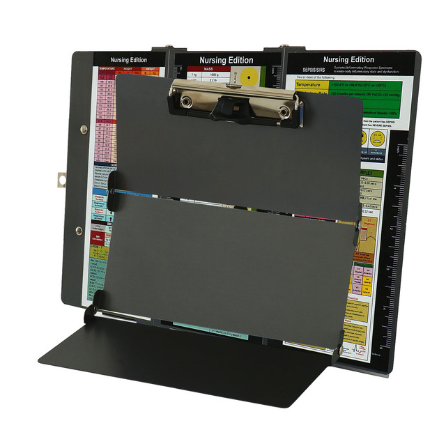 Nursing Clipboard with Nursing and Medical Edition Cheat Sheets 3 Layers Aluminum Foldable Nurse Clip Boards Notepad for Student