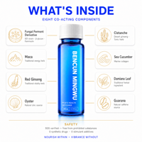 Concentré liquide d'extraits naturels botaniques et marins avec ginseng rouge, maca, huître et concombre de mer