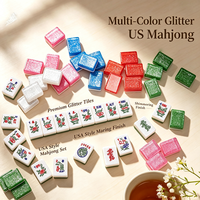Jeu de Mahjong américain scintillant, 160 tuiles, acrylique multicolore, personnalisé aux États-Unis, pour jeux à domicile, soirées, poker et divertissement