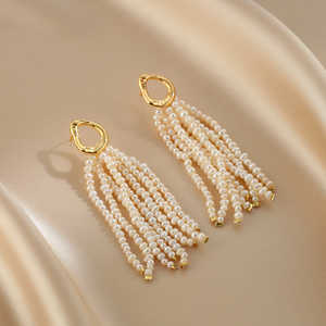 Pendientes de borla de perlas naturales para mujer WENCHI con cuentas de mijo 400g - Product Image 5