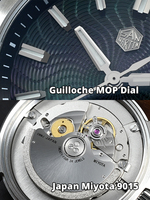 Montre Gada San Martin 2027 39 mm avec cadran guilloché en nacre, acier inoxydable luminescent, mouvement Miyota 9015, montre automatique mécanique de luxe pour homme