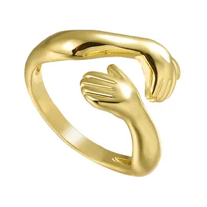 Hydis Jewelry cheap price dainty ringn S925 sterling silver gold plate hug ring