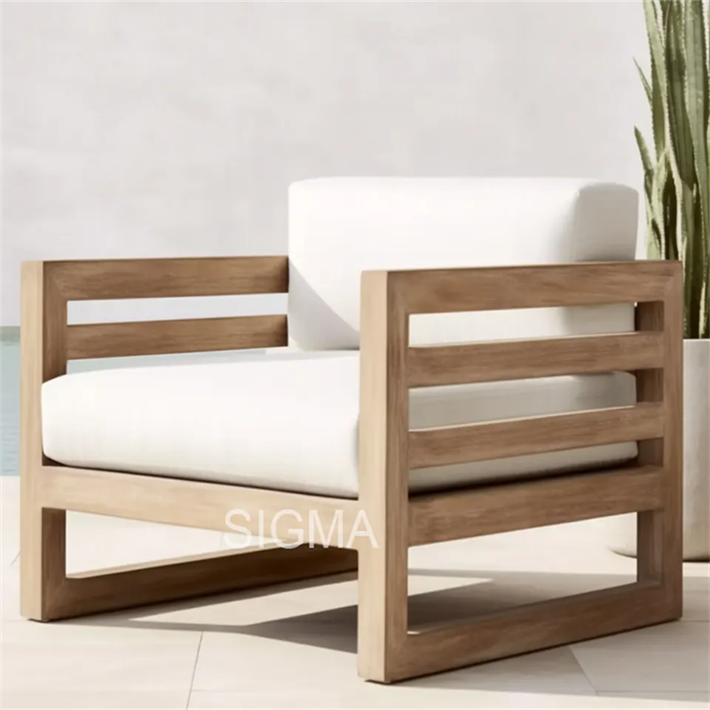 New Arrival Comfortable L Shape Luxury Teak Wooden Frame Garden Patio Outdoor Couch and Sectional Sofa
