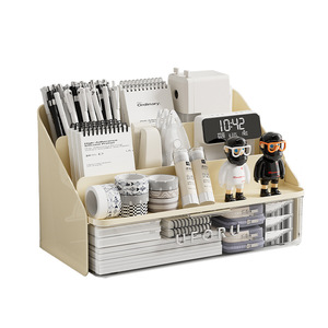 Stationery Storage Box <b>Drawer</b> Style <b>Desk</b> Organizer Large Capacity Multi Functional Plastic Creative Cosmetic Holder For Office - Product Image 2