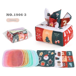 Vente en gros : Boîte à mouchoirs et mouchoirs en peluche pour bébé, avec impression alphabet animalier, et livre en tissu d'éveil éducatif - Product Image 3
