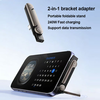 Support de téléphone portable pliable 2-en-1 240W OTG rotatif à 360 degrés avec adaptateur USB-C vers Type-C pour iPhone 15 16 17 Pro Max Samsung