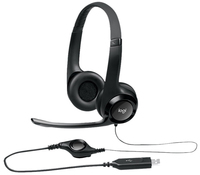 Casque USB Logitech H390 avec microphone antibruit, son stéréo numérique et commandes intégrées pour PC, Mac, ordinateur portable, bureau et centre d'appels