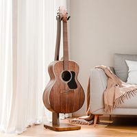 Support de sol en bois massif en forme de T avec logo personnalisé pour guitare acoustique, électrique et basse