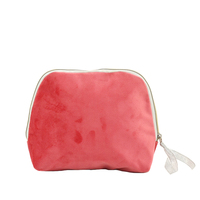 Trousse de maquillage en velours duveteux Pochette cosmétique avec logo personnalisé avec fermeture éclair