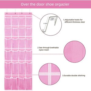 Hanging Shoe Organizer 24 Mesh Pockets Non-Woven Fabric <b>Over</b> <b>Door</b> Storage Bag 58x21inch Large Capacity Rectangle Shape - Product Image 4