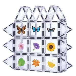 Neueste Design Tier Magnet fliesen mit Schmetterling und Blättern Magnetische Bausteine für Jungen und Mädchen 3 Jahre alt