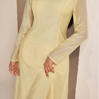 Robe musulmane YKD128 jaune rose, légère, douce et confortable, design traditionnel innovant, look décontracté, robe musulmane pour femmes, islamique