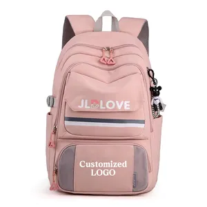JIANGLIDA moda kız yeni stil koleji öğrenciler için özel logo fiyat toptan tasarım naylon okul sırt çantası