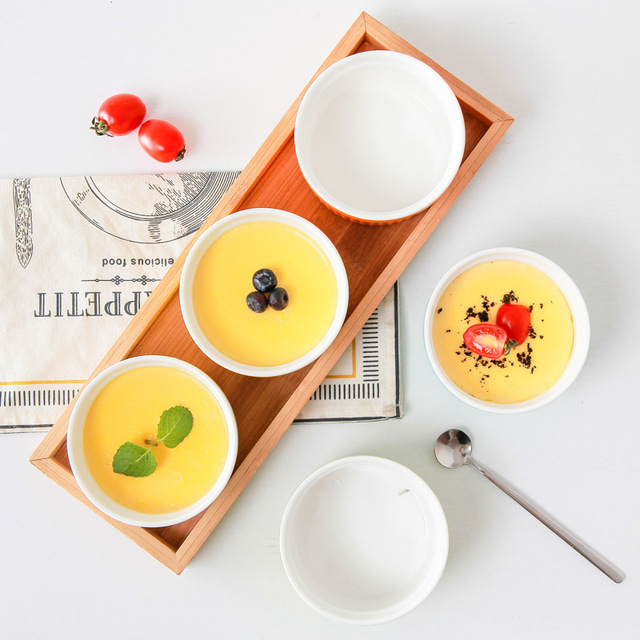 White Ceramic Ramekin Bowls Dipping Sauce Dishes Pudding Custard Cups Souffle Ramiken Oven Safe Creme Brulee Ramekins