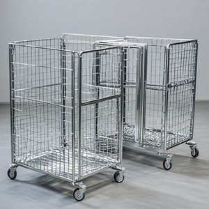 Thép không gỉ Heavy-Duty ráp CuộN container 4 Sides kim loại lồng CuộN xe đẩy với bánh xe mạ kẽm kho OEM/ODM - Product Image 3