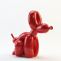 Abstrait or couleur résine ballon chien Sculptures extérieures moderne en fibre de verre Statue pour jardin Art 3D Anime modèle pour cadeaux
