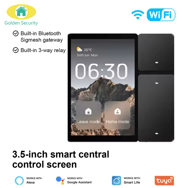 3.5 Inch Tuya WIFI Sigmesh Smart Home Switch Panel Built-in 3 Gang Switches IR Blaster Compatible with Alexa google Assistant