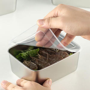 Rechteckige Edelstahl-Backform mit Deckel Single Lunch Box Frisch haltbarer Kühlschrank Lebensmittel Obst Aufbewahrung behälter - Product Image 2