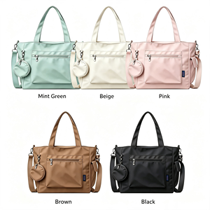 Eco Friendly <b>Canvas</b> Letter Shoulder Tote Bag Adjustable Strap Front Outer Pocket Custom Logo Large Capacity Shopping <b>Handbag</b> - Product Image 3