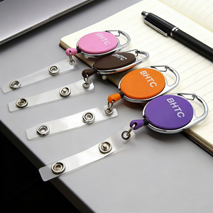 Porte-badge rétractable en gros, impression typographique personnalisée, ABS, métal, écologique, porte-badge <span class=keywords><strong>Yoyo</strong></span> mignon, clip d'identification - Product Image 1