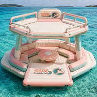 Plateforme flottante gonflable stable avec sièges lounge et glacière pour les vacances en famille, la baignade et le soleil