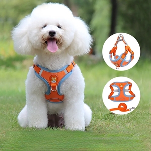 Harnais pour chien réfléchissant pour animaux de compagnie petit chien réglable chiot harnais gilet chien Teddy <span class=keywords><strong>Koki</strong></span> extérieur marche laisse laisse chat sangle de poitrine - Product Image 4