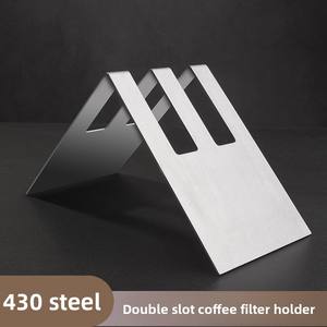 ที่ใส่กระดาษกรองกาแฟสแตนเลสแบบกรวย ความจุขนาดใหญ่ พร้อมช่องเก็บแบบสองช่องและช่องเดียว - Product Image 4