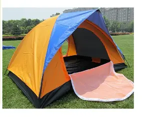 Tente de camping extérieure en plein air pour 3 à 4 personnes, manuelle, multifonction, ultra légère, coupe-vent et imperméable, vente en gros