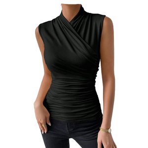 Débardeur Halter Classique pour Femme, Style Européen et Américain, Sexy, Respirant, Couleur Unie, Sans Manches, Vente en Gros - Product Image 1