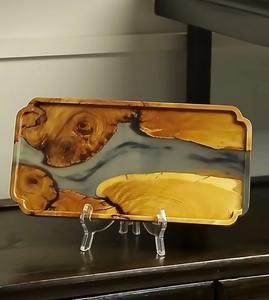 Plateau à fruits secs en résine, sous-verre à thé créatif en bois massif, plateau à fruits secs en bois et résine époxy cristalline - Product Image 5