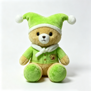 Oso de peluche suave y personalizado con almohadillas verdes en las patas, oso de peluche sentado y vestido, encantador oso de peluche clásico. - Product Image 2