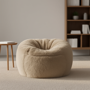 Divano Pouf Rotondo in Finta Pelliccia Vida, 3 Piedi, Rivestimento Rimovibile, Monoposto, Extra Morbido, Arredamento per Soggiorno - Product Image 2