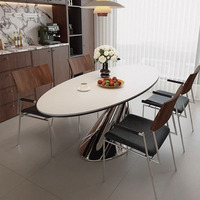 Table à manger en pierre d'ellipse de haute qualité, table à manger créative moderne pour hôtel, design italien luxueux, table haute pour salle à manger
