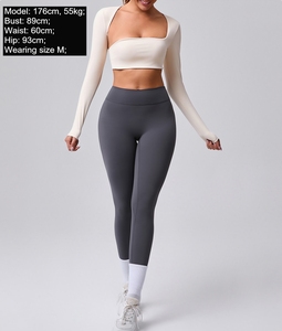 Hauts <span class=keywords><strong>de</strong></span> <span class=keywords><strong>sport</strong></span> personnalisés en nylon et élasthanne pour femmes, respirants, rembourrés, à manches longues, pour le yoga et la gym, vente en gros - Product Image 4