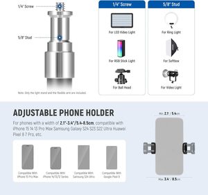 Pour <span class=keywords><strong>NEEWER</strong></span> TS06 <span class=keywords><strong>trépied</strong></span> support de téléphone 104 à 237cm avec pieds réversibles pour Smartphone - Product Image 5